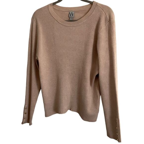 Worthington Women’s XL Pink Peach Sweater Ribbed Knit Long Sleeve Button Cuffs - Picture 8 of 11